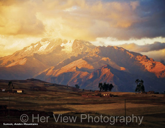 Sunset over the Andes, leaving the Sacred Valley