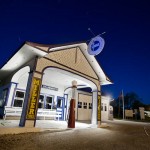 night photography workshop image of Odell Gas Station