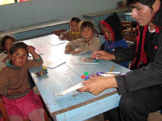 Kids in Peruvian village school